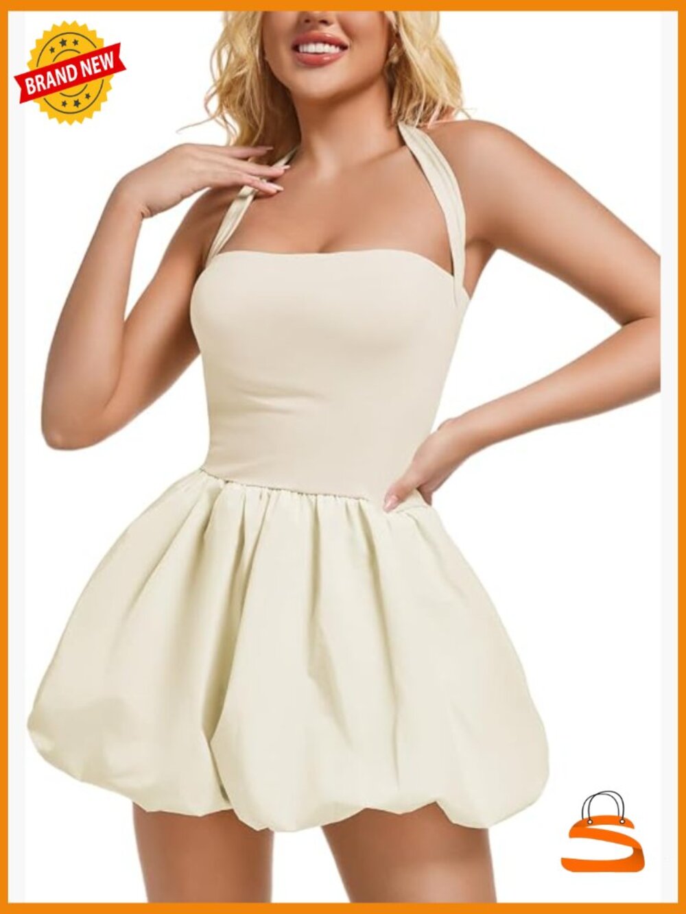 Halter Mini Bubble Dress, Bodycon Corset for Women, Sexy Cute Date Night Going